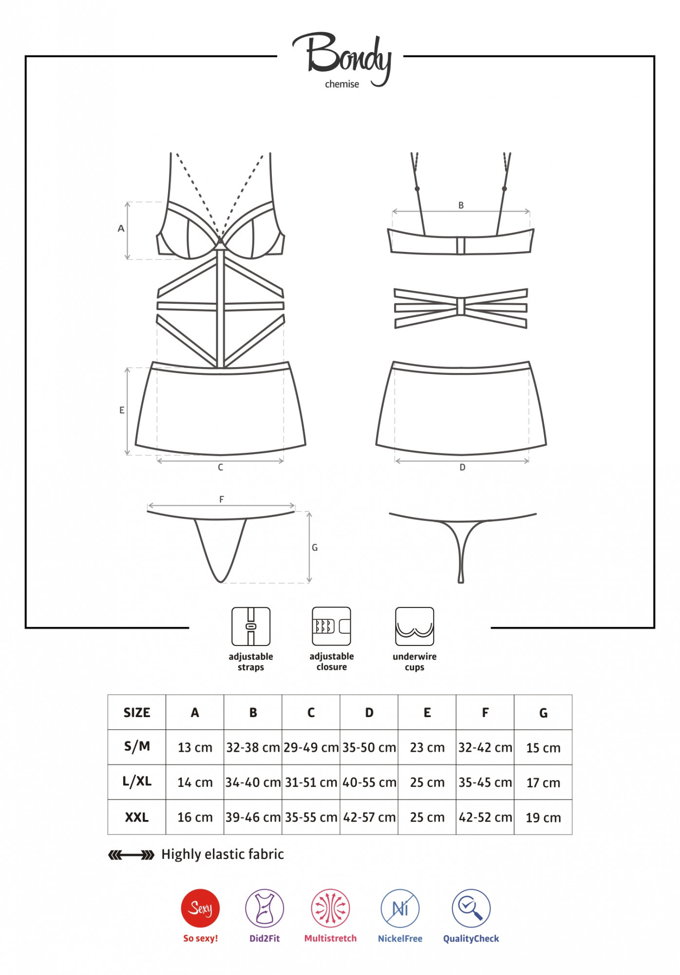 Obrázok Košilka Bondy chemise XXL - Obsessive