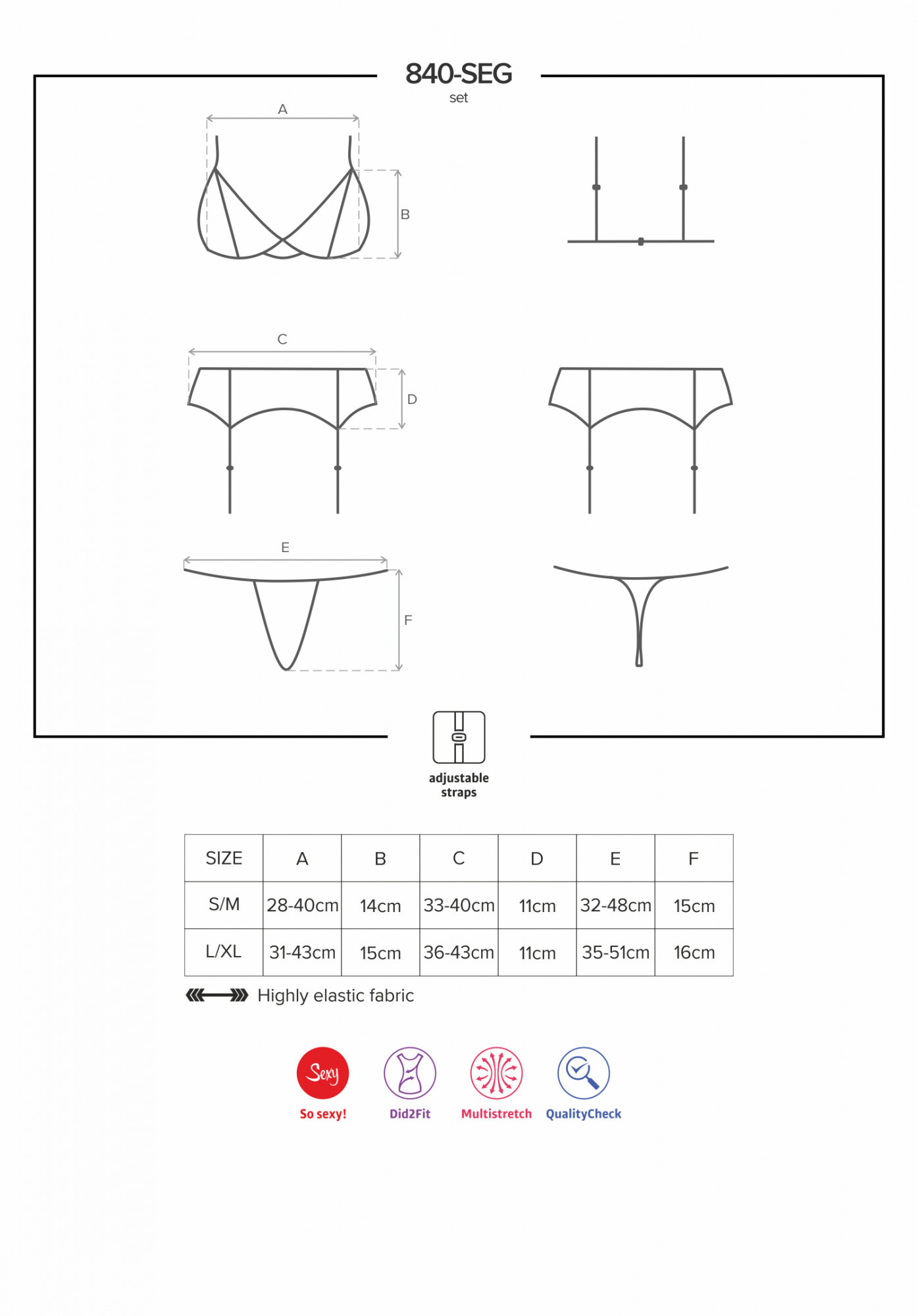 Obrázok Elegantní set 840 - SEG - Obsessive Farba: čierna, veľkosť: L / XL