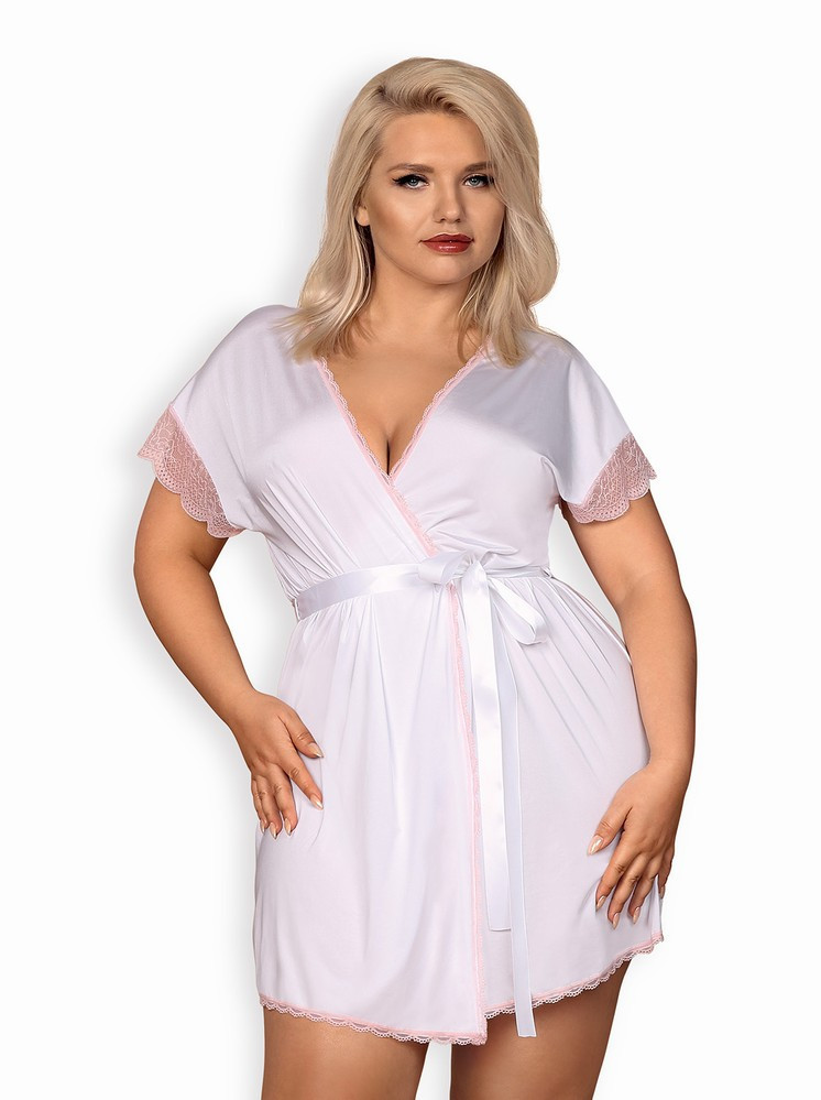 Obrázok Elegantný župan girll peignoir XXL - Obsessive biela XXL