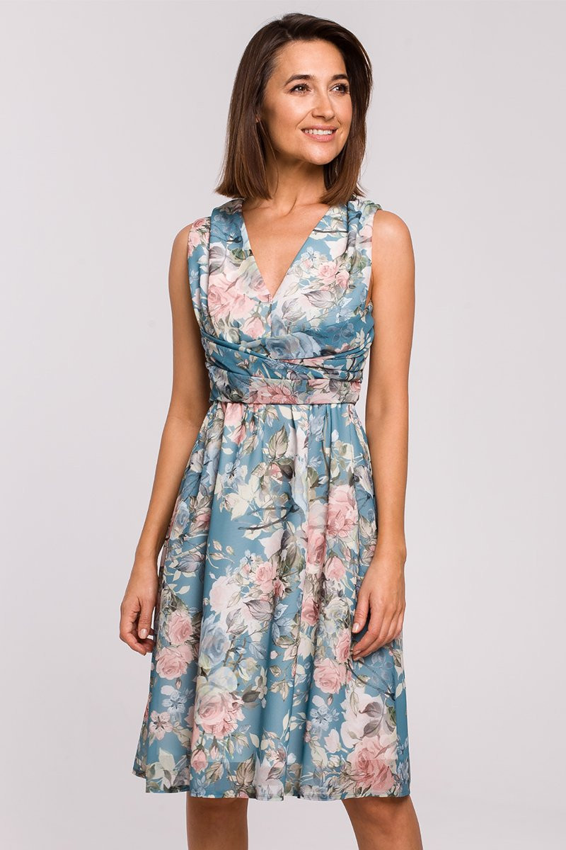 Denní šaty S225 - Style růžová s květy 2XL