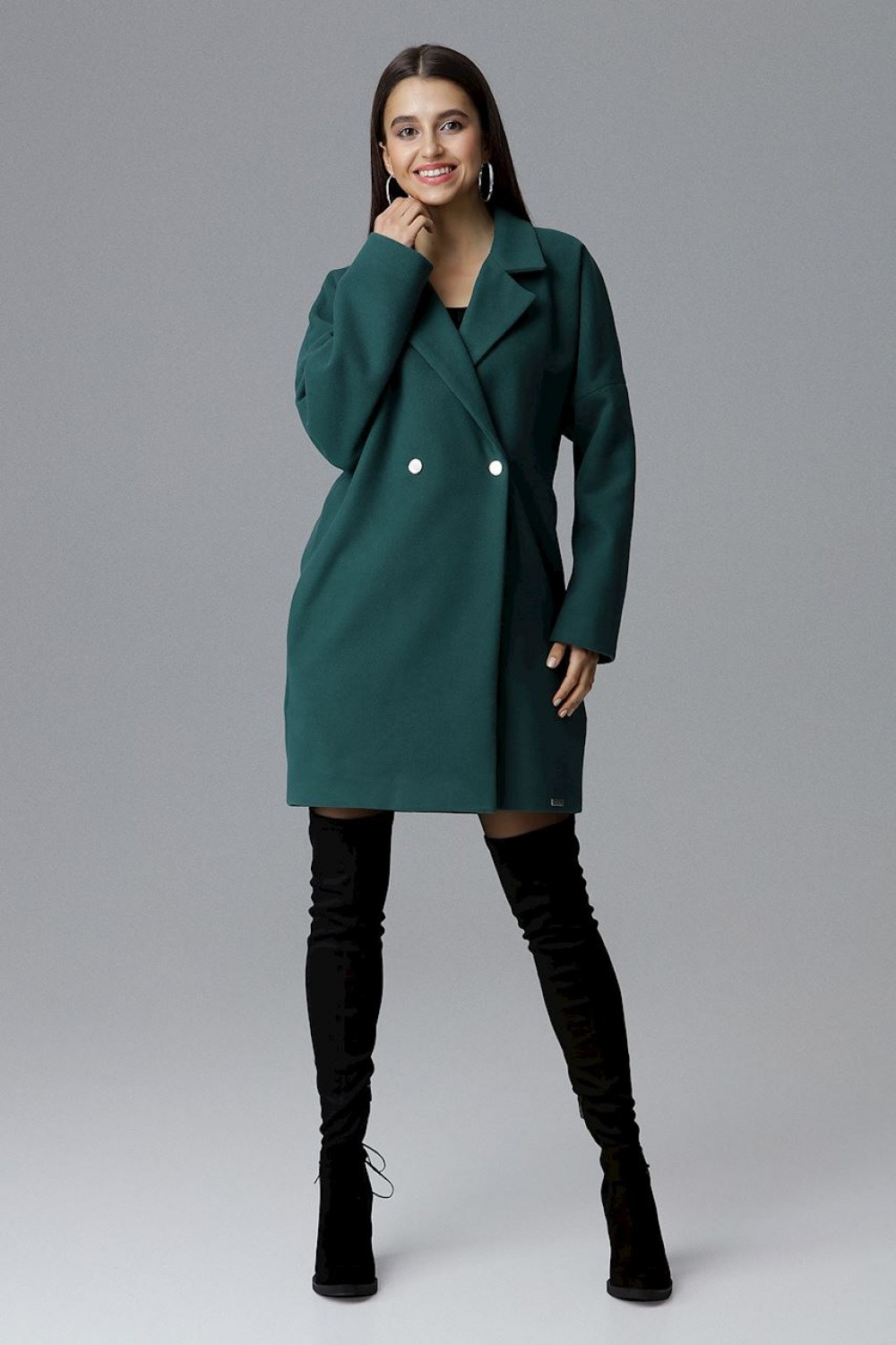 Dámský kabát / plášť model 14448913 tmavě zelená 36/38 - Figl