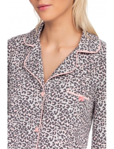Dámská noční košile se vzorem model 15850162 - Vamp Velikost: S, Barvy: šedá s růžovou