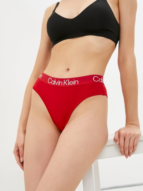 Dámské kalhotky s vysokým pasem QF6718E - XMK - Červená - Calvin Klein Velikost: L, Barvy: červená