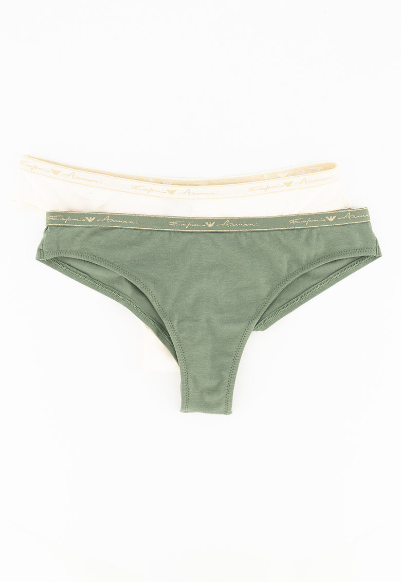 Dámské kalhotky 2 pack bílá model 16279304 - Emporio Armani Velikost: S, Barvy: zeleno-bílá