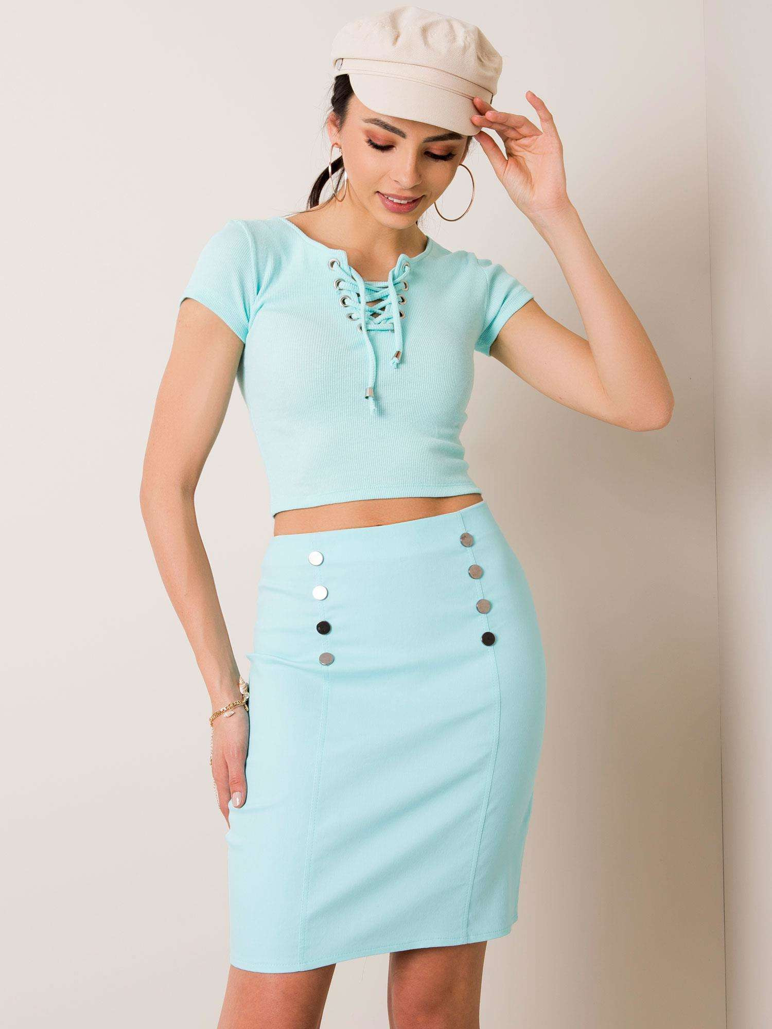 Dámská sukně model 16235260 - FPrice Velikost: L-40, Barvy: tyrkysová