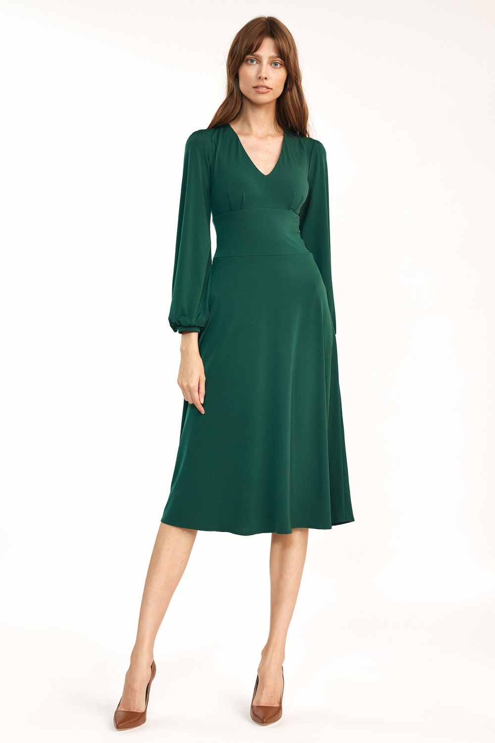 Denní šaty model 16975315 - Nife Velikost: 40, Barvy: tmavě zelená