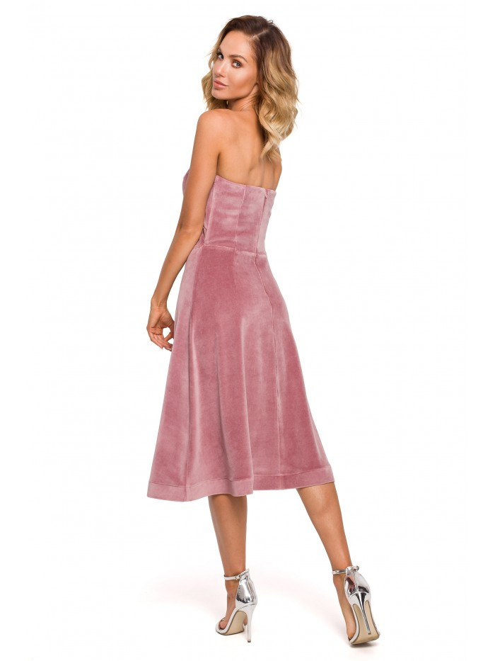 Sametové korzetové šaty M638 růžové - Moe růžová XL