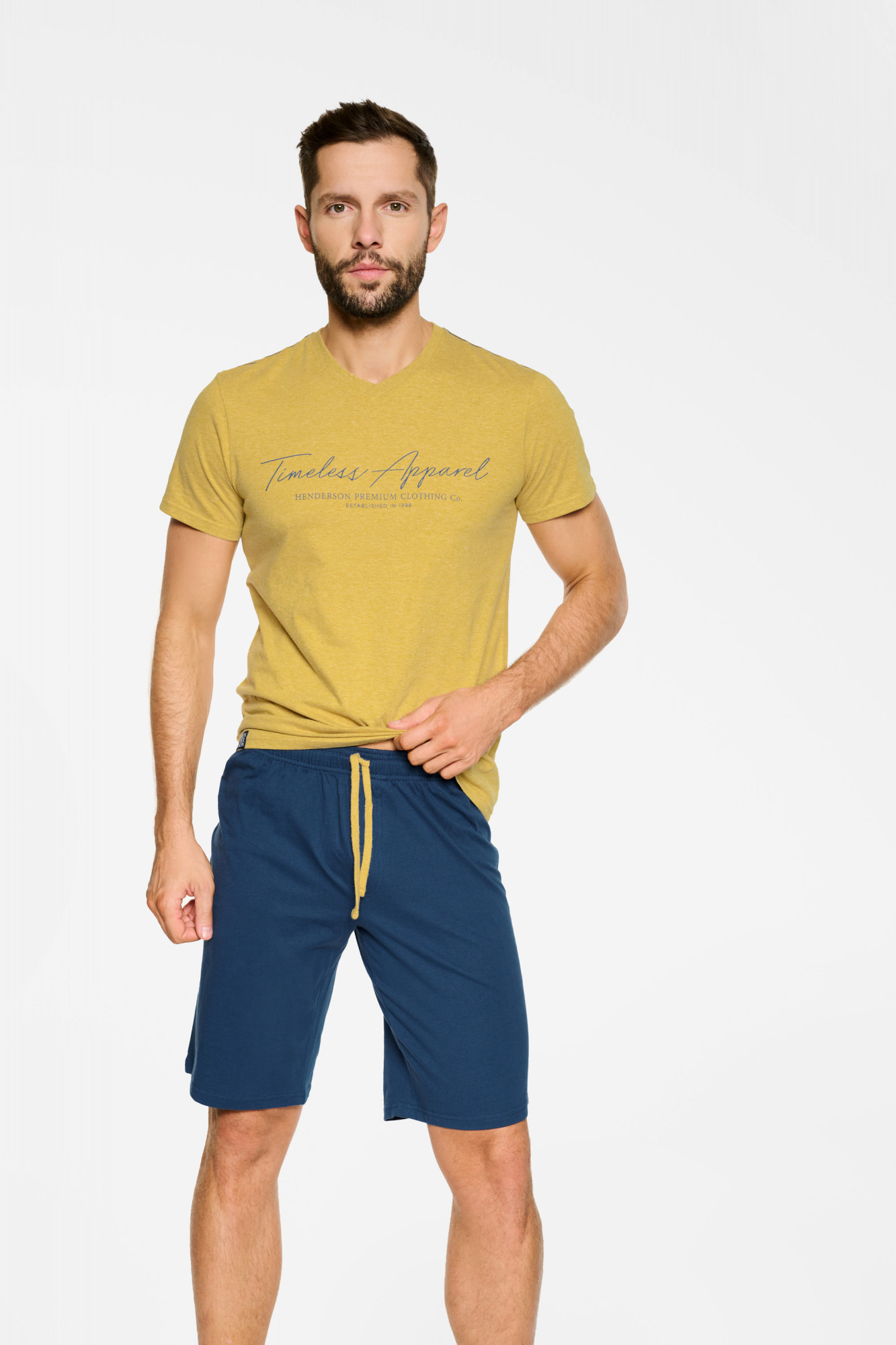 Pánské pyžamo  Žlutá a tmavě modrá  žlutomodrá XXL model 18511270 - Henderson
