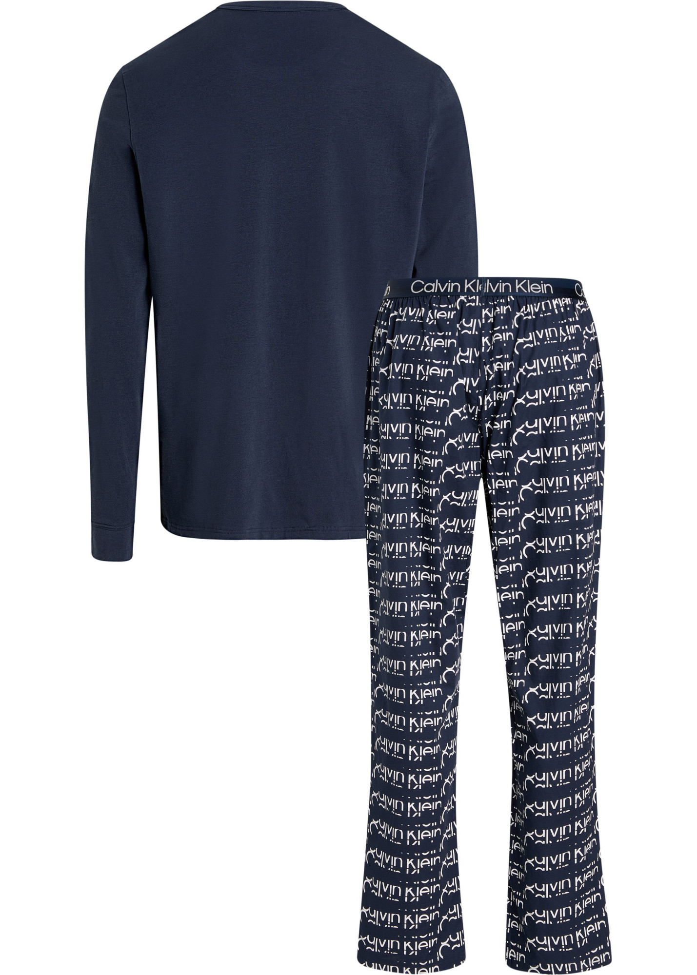 Pánské pyžamo L/S PANT SET 000NM2184E GVB tm. modré - Calvin Klein L