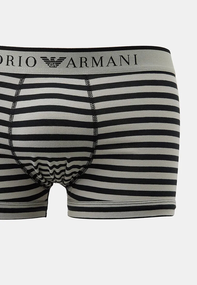 Pánské boxerky 2Pack 111210 4R542 černé/proužek - Emporio Armani M