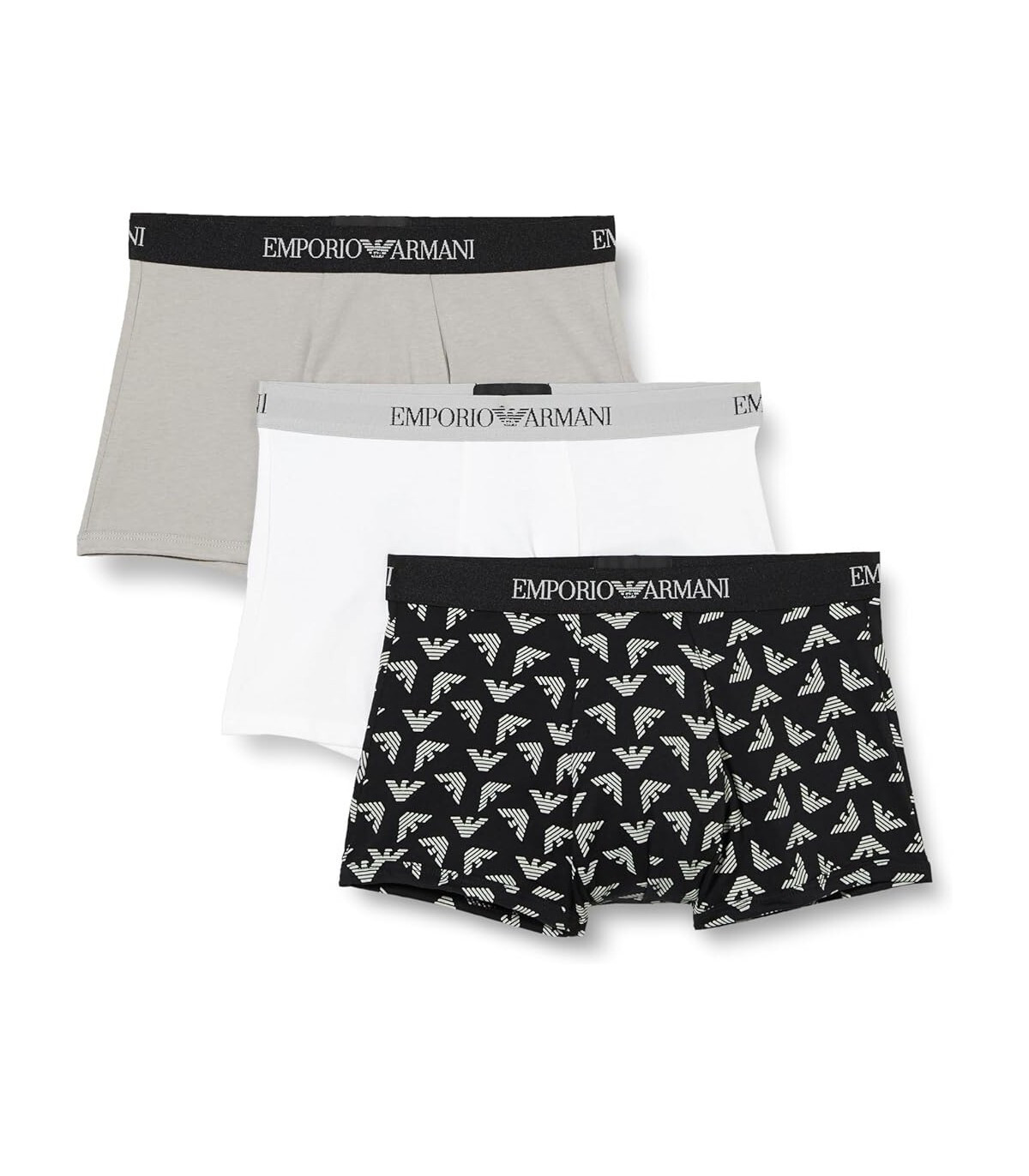 Pánské boxerky 111625 4R722 18111 šedé/bíle/potisk - Emporio Armani L