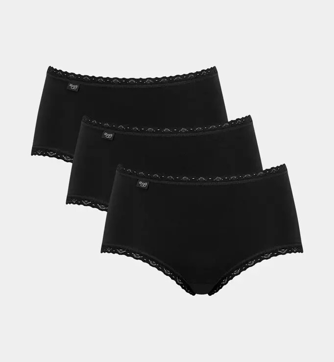 Dámské kalhotky 24/7 Cotton Lace Midi C3P - Sloggi černá (0004) 0038