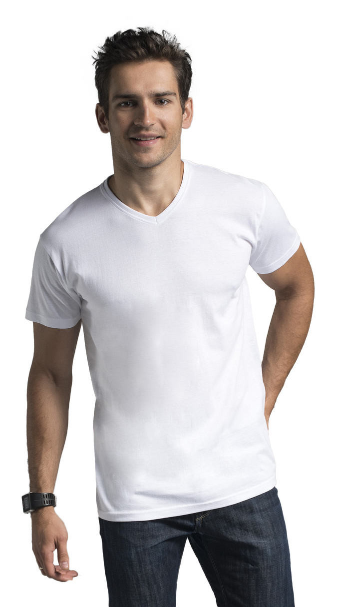 Obrázok Pánske tričko M V-NECK 22155 - Promostars bílá XXL