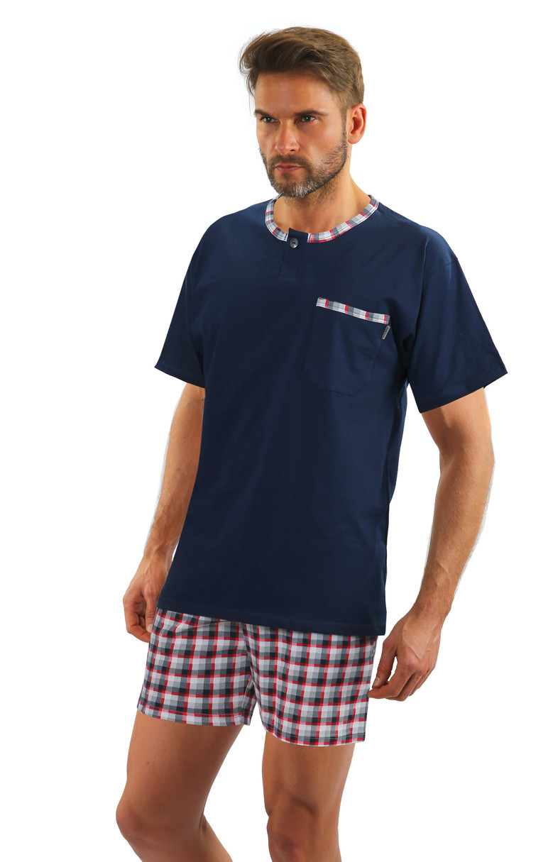 Pánské pyžamo s krátkými rukávy model 14803306 - Sesto Senso Barva: bledá melanž, Velikost: 2XL