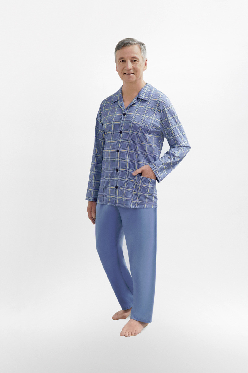 Pánské rozepínané pyžamo 403 ANTONI Barva: Modrá, Velikost: M