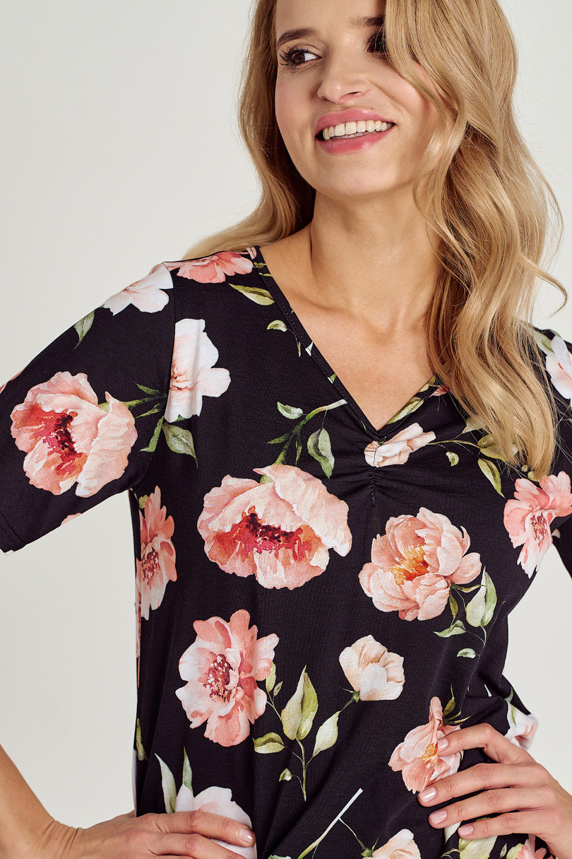 Dámská noční košile 3134 PEONY S-XL černá M