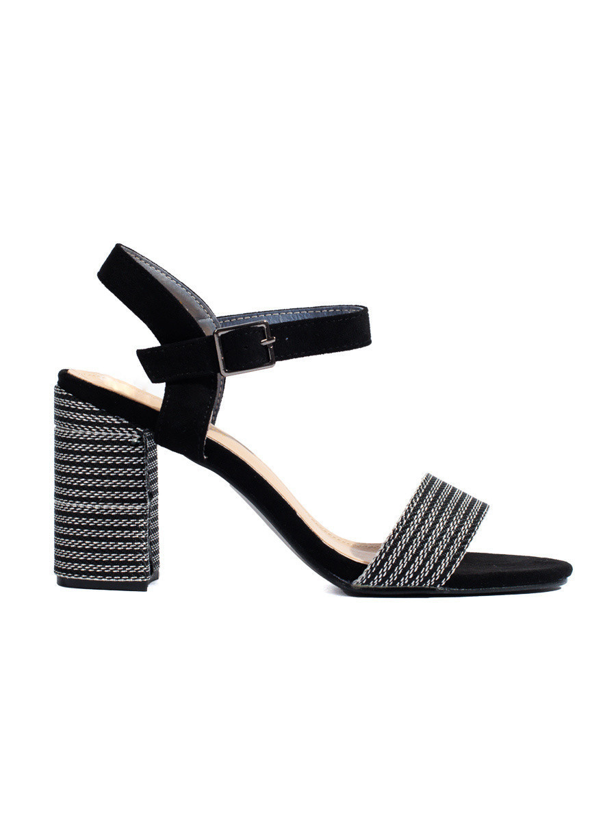 Krásné černé sandály dámské na širokém podpatku 40
