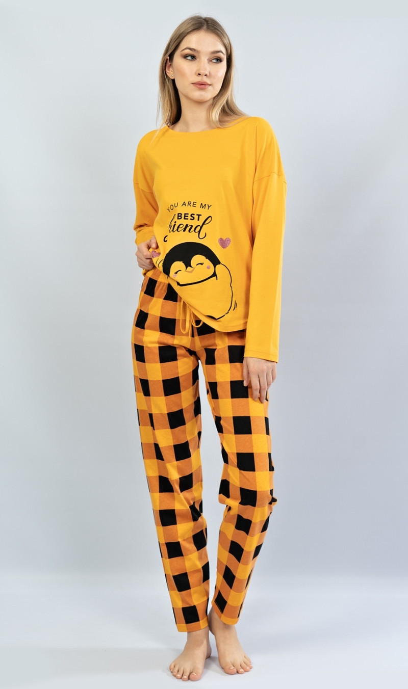 Dámské pyžamo dlouhé model 16478573 žlutá XL - Vienetta Secret
