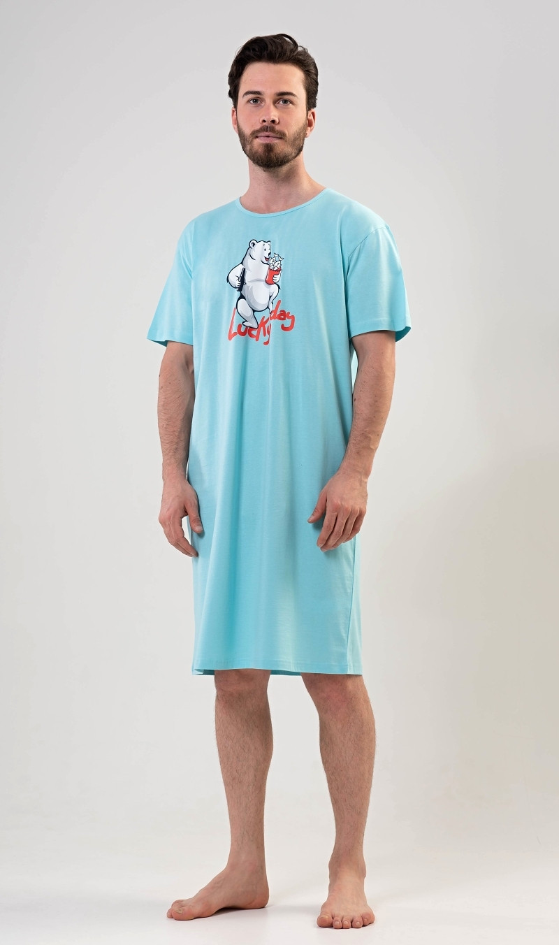 Pánská noční košile s krátkým rukávem model 17613327 - Cool Comics Možnost: azurová L