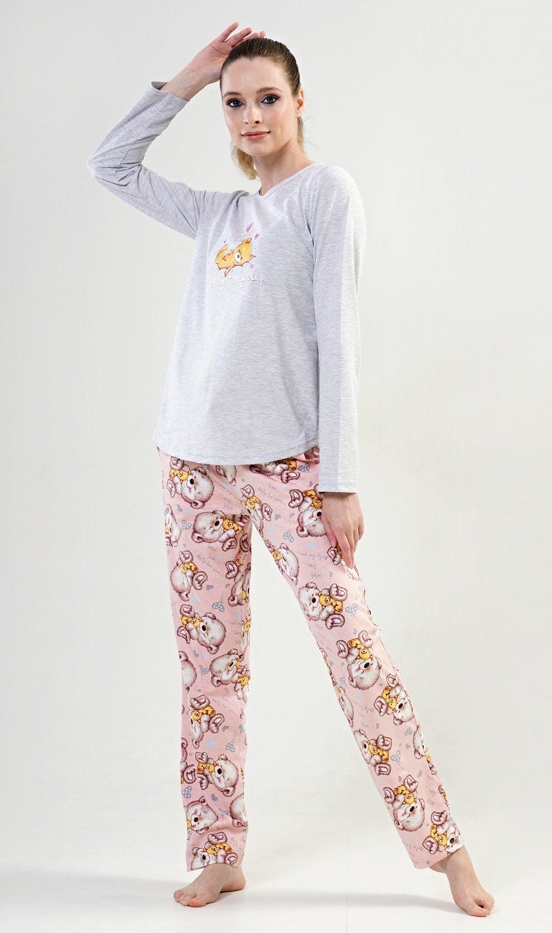 Dámské pyžamo dlouhé model 17843854 - Vienetta Secret Možnost: světle šedá XL