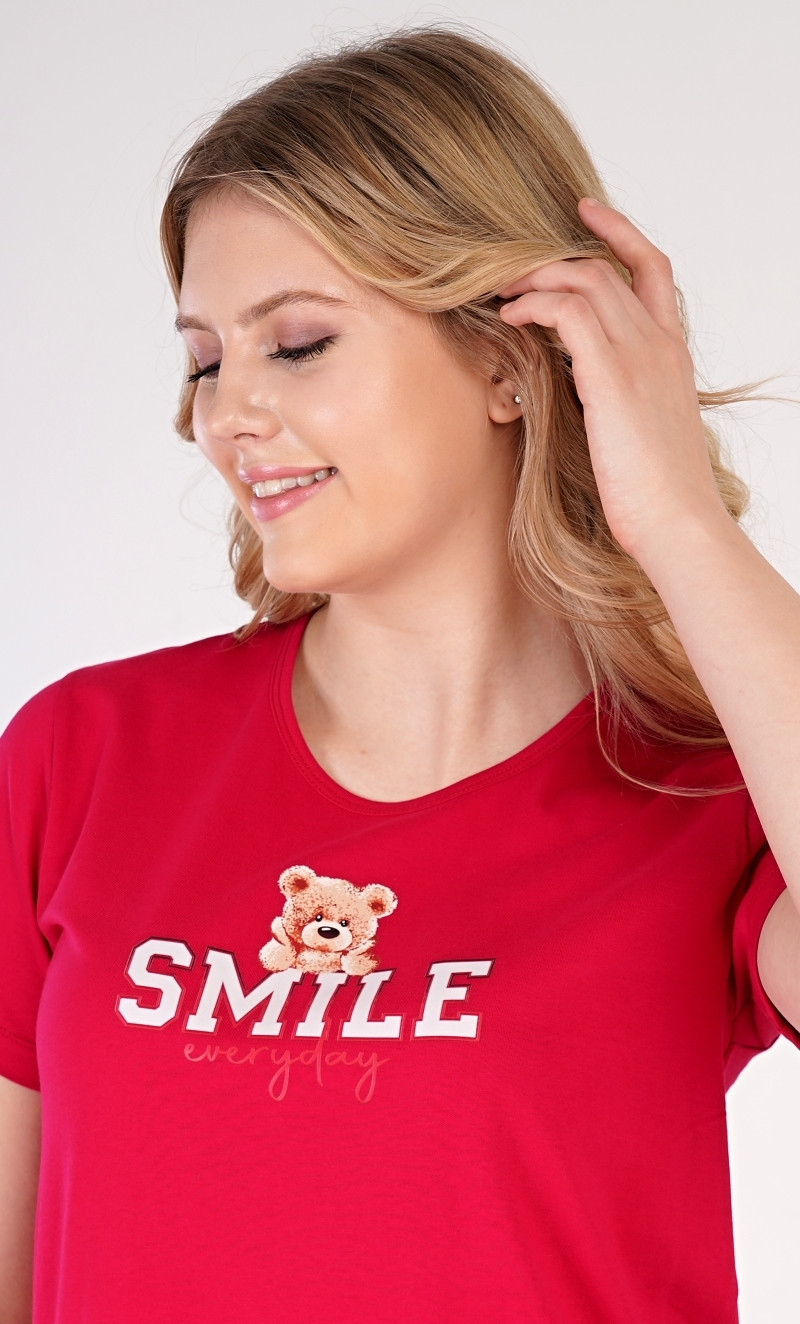 Dámská noční košile s krátkým rukávem model 18598328 Smile světle šedá XL