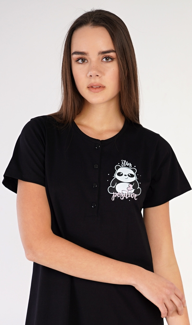Dámská noční košile s krátkým rukávem černá M model 18625826