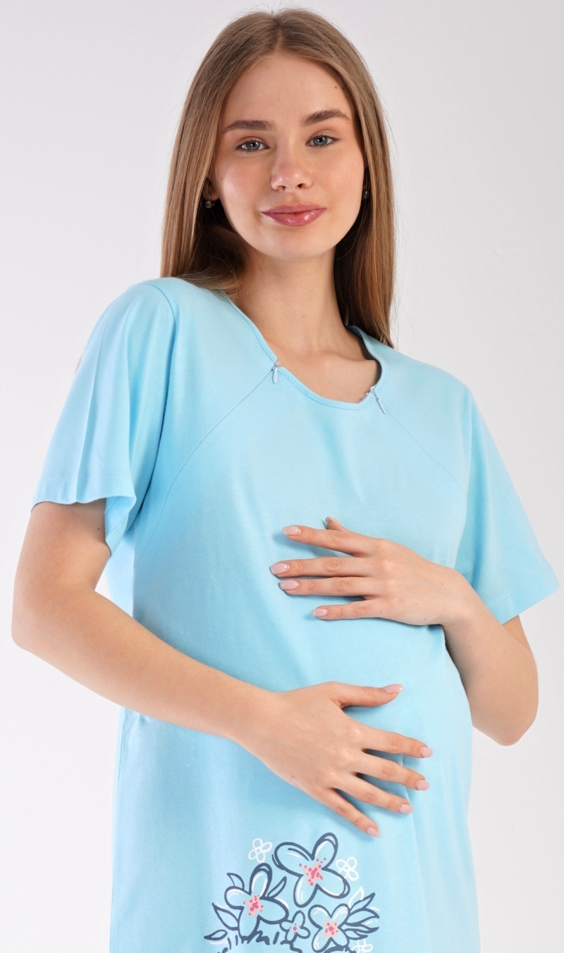 Dámská noční košile mateřská s model 18831640 - Vienetta Možnost: světle modrá XL