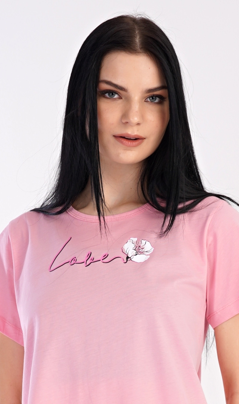 Dámská noční košile s krátkým rukávem I model 18728728 - Vienetta Možnost: tmavě růžová XL
