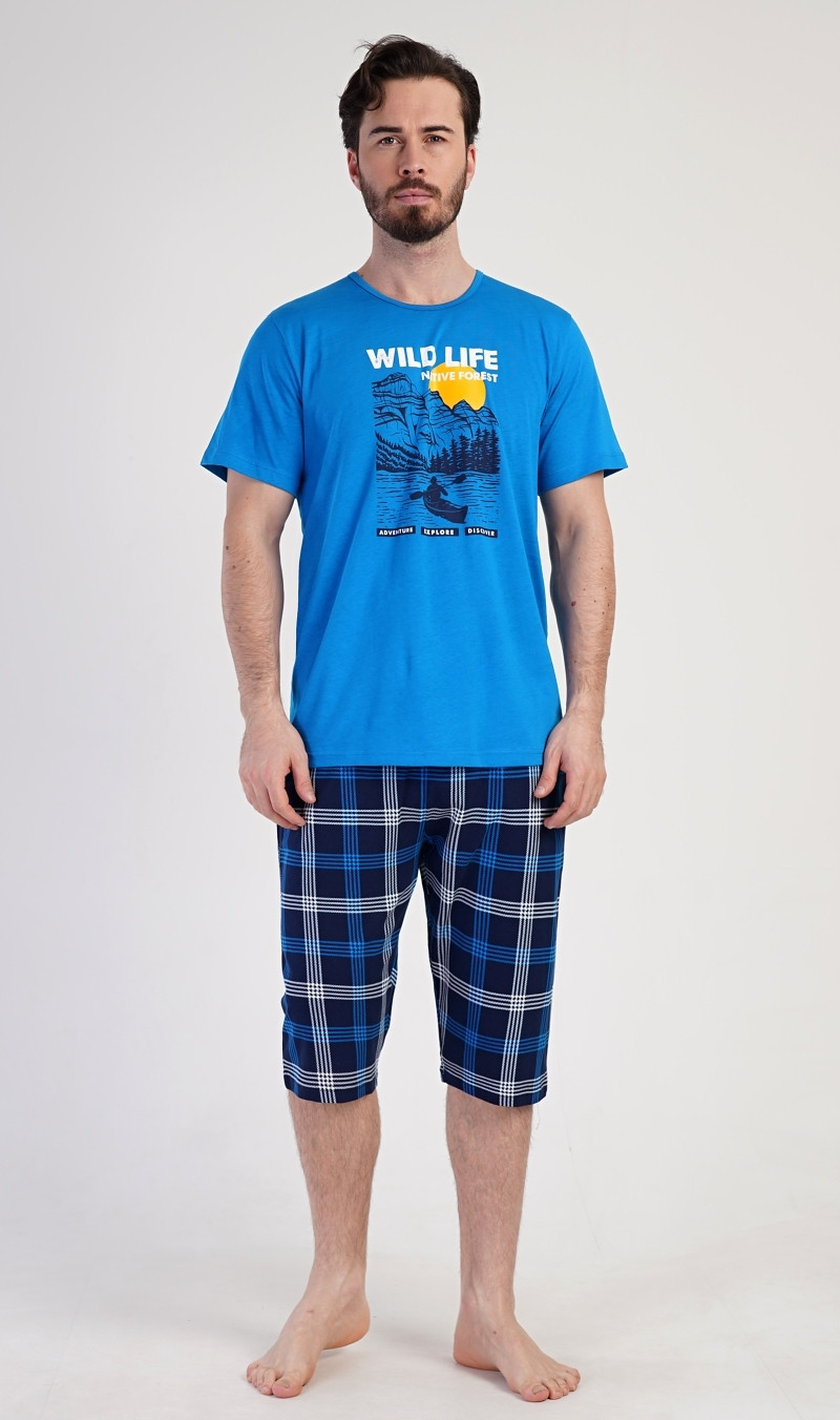 Pánské pyžamo kapri Wild life modrá 1XL