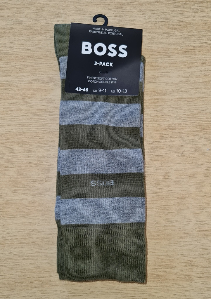 PÁNSKÉ PONOŽKY BOSS 50467712 2PACK Olivová 43/46