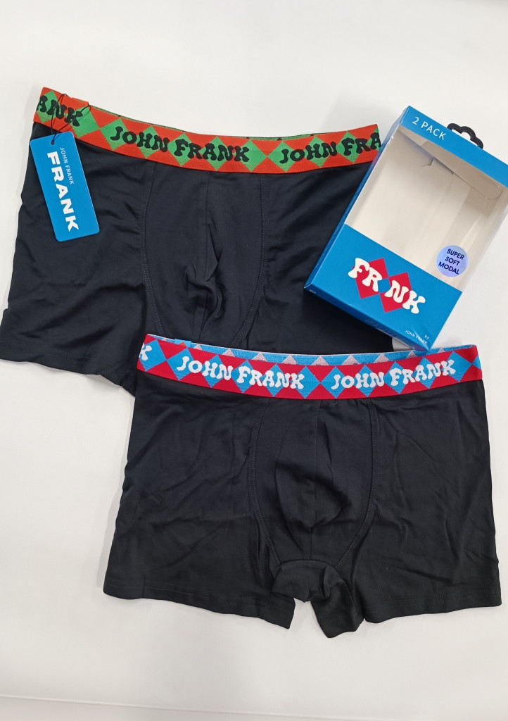 Pánské boxerky John Frank JF2BMODHYPE04 2PACK L černá