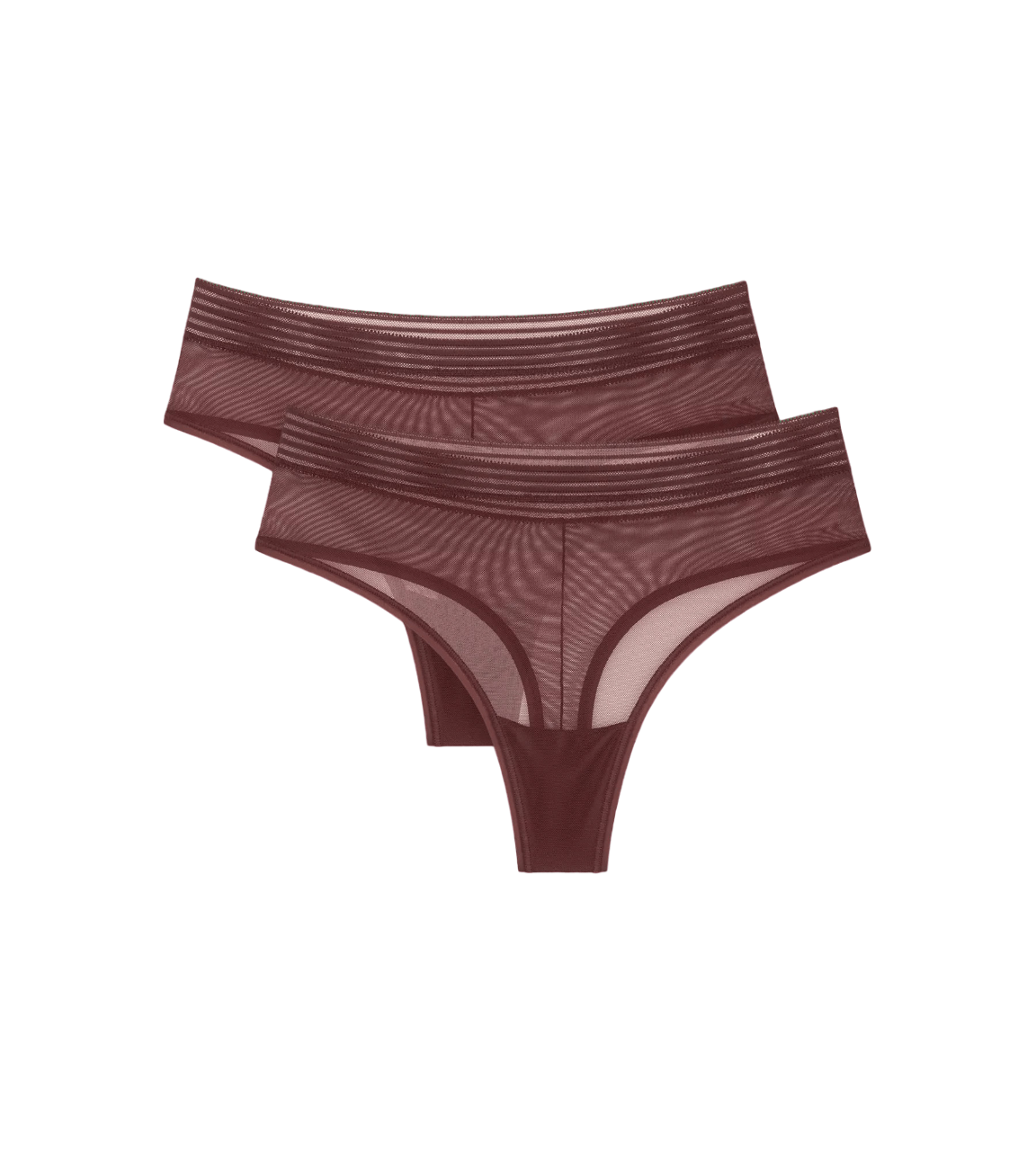 Dámské kalhotky Tempting Sheer Highwaist String 2P - Decadent Chocolate - hnědé 7572 - TRIUMPH BROWN L