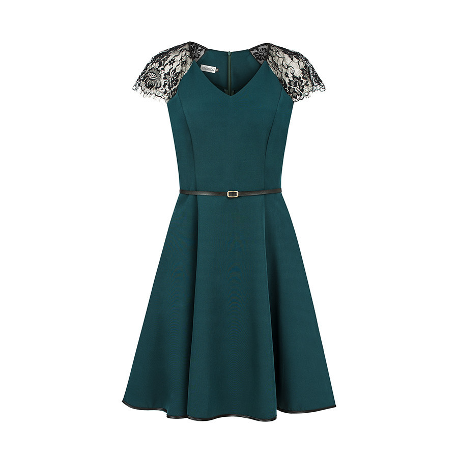 Zelené dámské šaty s krajkovými vsadkami model 7761411 XL