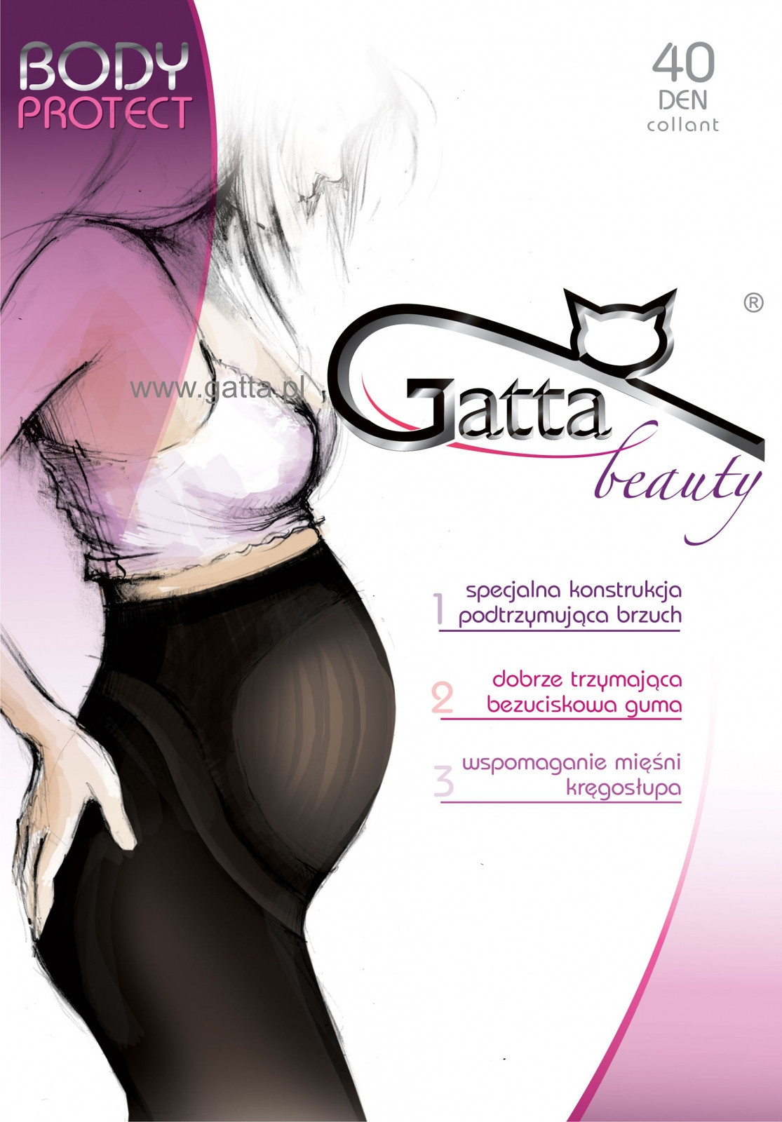 Těhotenské punčochové kalhoty Gatta Body Protect 40 den černá 4-L