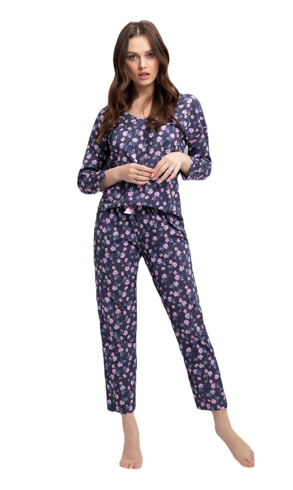 Dámské pyžamo 7/8 S2XL model 18684023 - Luna Barva: květiny-zelené, Velikost: S
