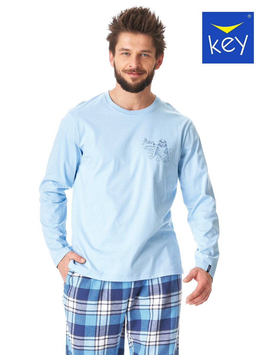 Pánské pyžamo MNS model 18775644 B23 M2XL modrá XXL - Key