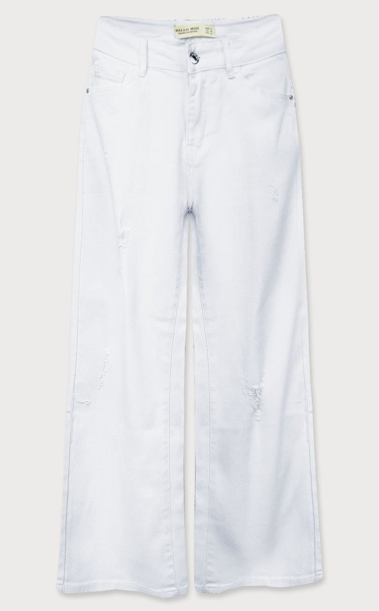 Široké dámské kalhoty v bílé barvě bílá M (38) model 8969271 - FASHION