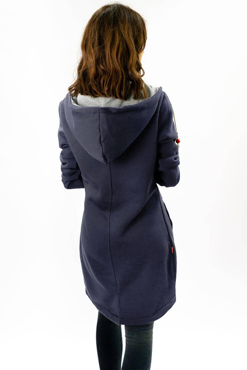 dlouhá dámská mikina s kapucí model 16143947 - LHD Barva: odcienie czerni, Velikost: S (36)