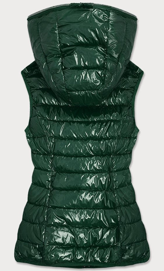 Zelená lesklá prošívaná dámská vesta (B9563) odcienie zieleni S (36)