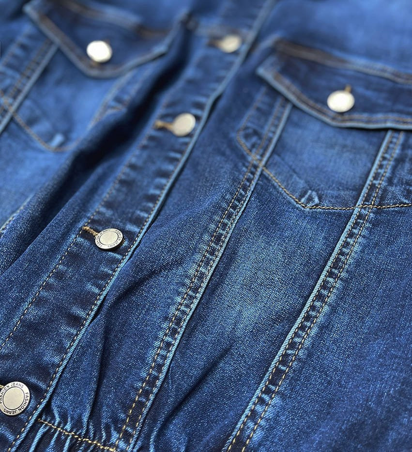 Tmavě modrá dámská džínová netopýří bunda model 16148215 Modrá S (36) - P.O.P. SEVEN