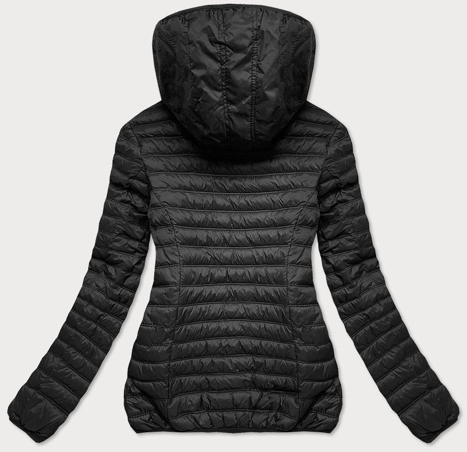 Černá prošívaná dámská bunda s kapucí (2021-09) Barva: odcienie czerni, Velikost: XL (42)