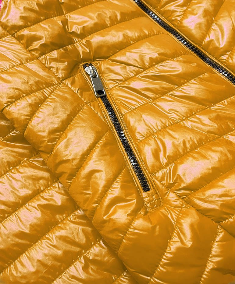 Lesklá dámská bunda v hořčicové barvě model 15414631 Žlutá L (40) - ATURE