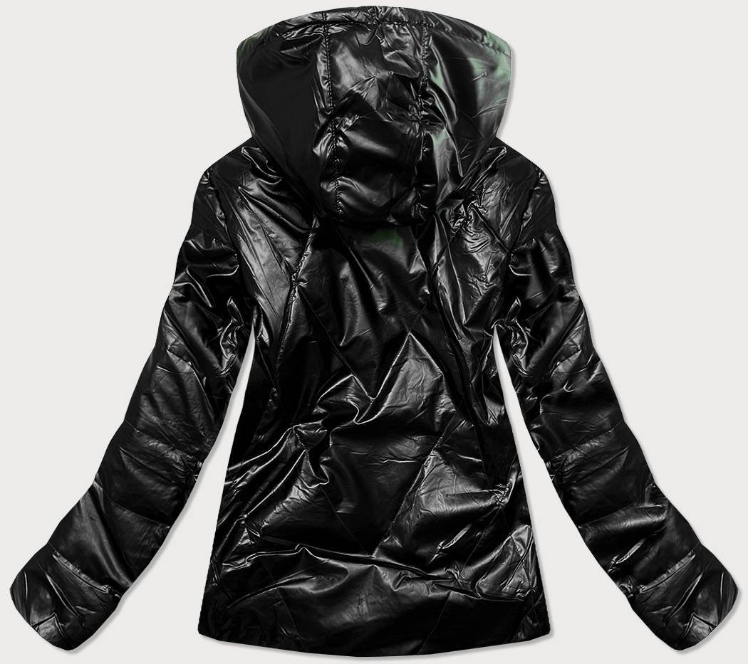 Černá dámská lesklá bunda (W586) odcienie czerni XL (42)