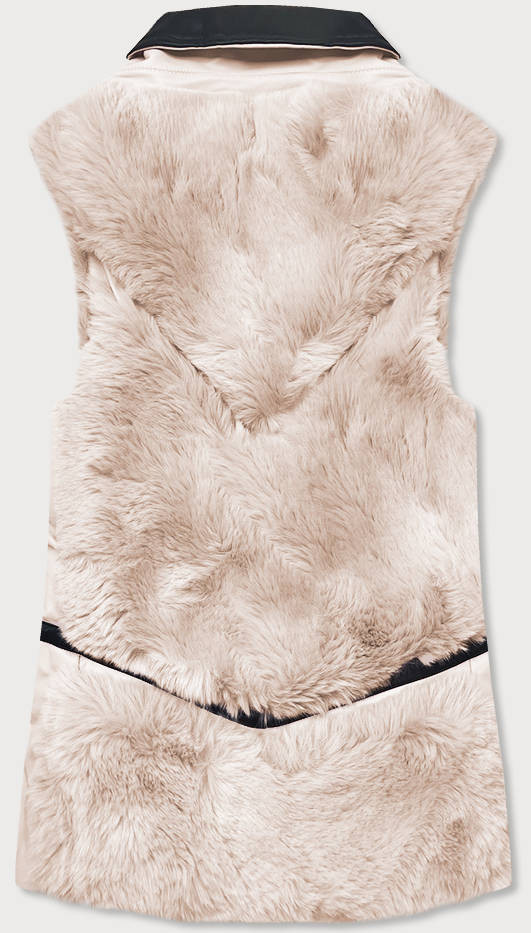 Krémová dámská vesta s kožíškem (BR9593-46) odcienie bieli XL (42)