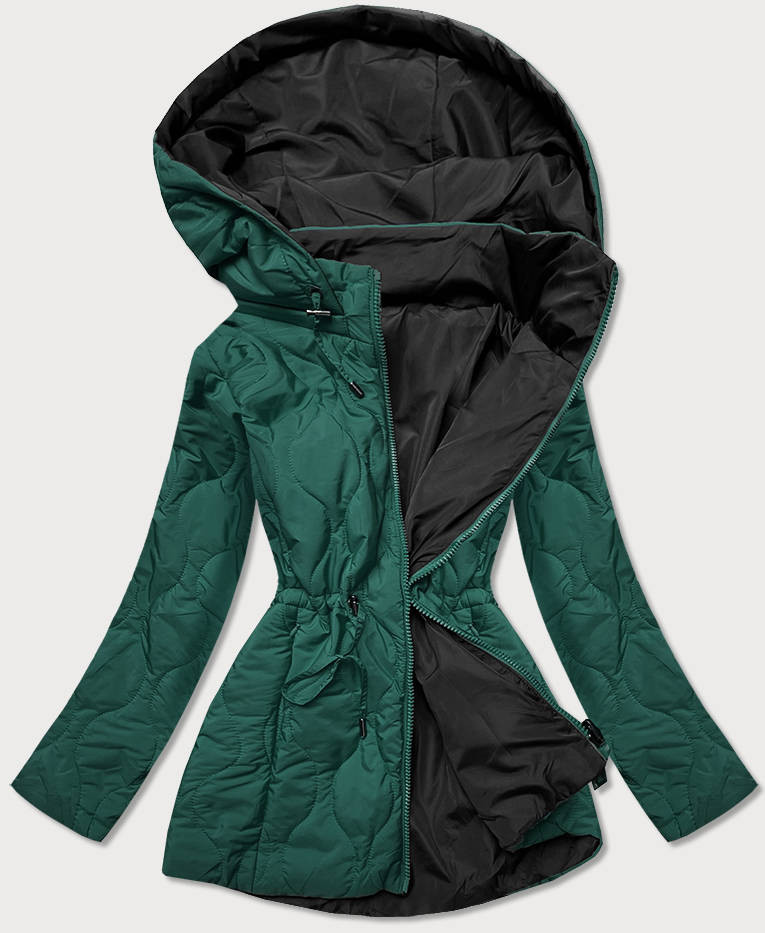 Zeleno-černá oboustranná dámská prošívaná bunda (MHM-W589BIG) odcienie zieleni 50