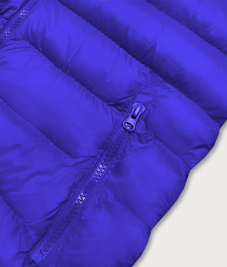 Krátká dámská prošívaná vesta v chrpové barvě (23077-184) Barva: odcienie niebieskiego, Velikost: S (36)