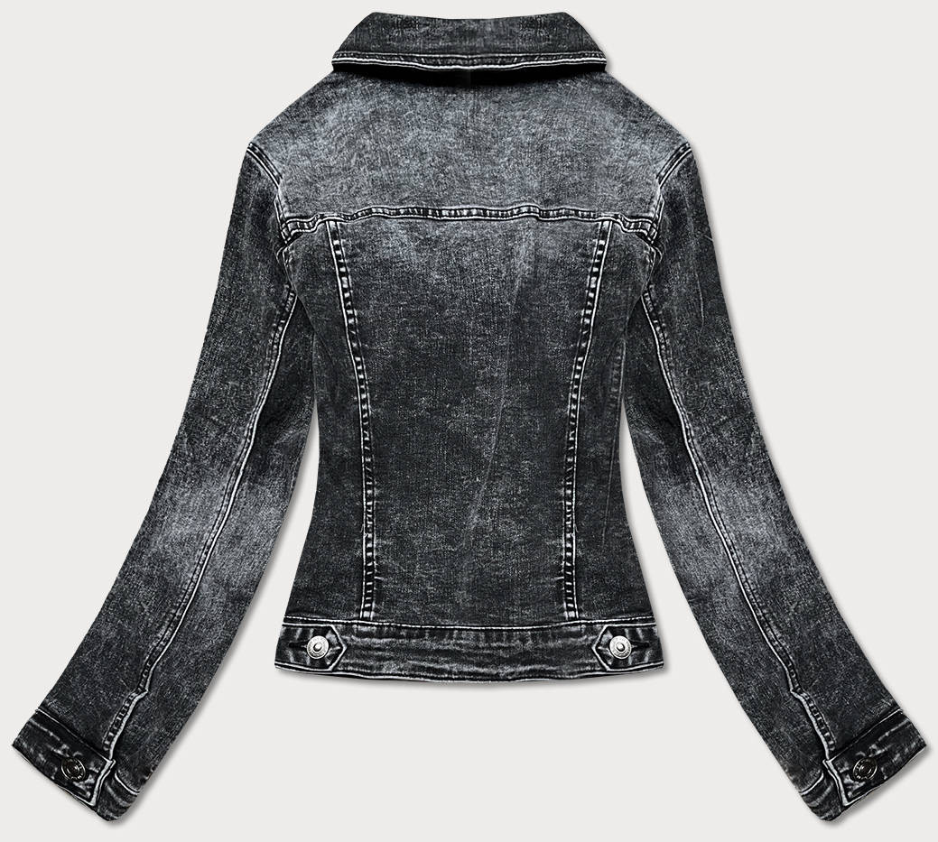Krátká černá dámská džínová bunda (POP5989-K) Barva: odcienie czerni, Velikost: S (36)