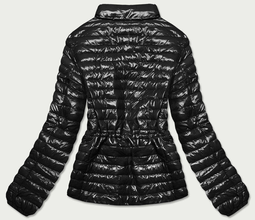 Černá lesklá dámská prošívaná bunda (N-6107-1) Barva: odcienie czerni, Velikost: 48
