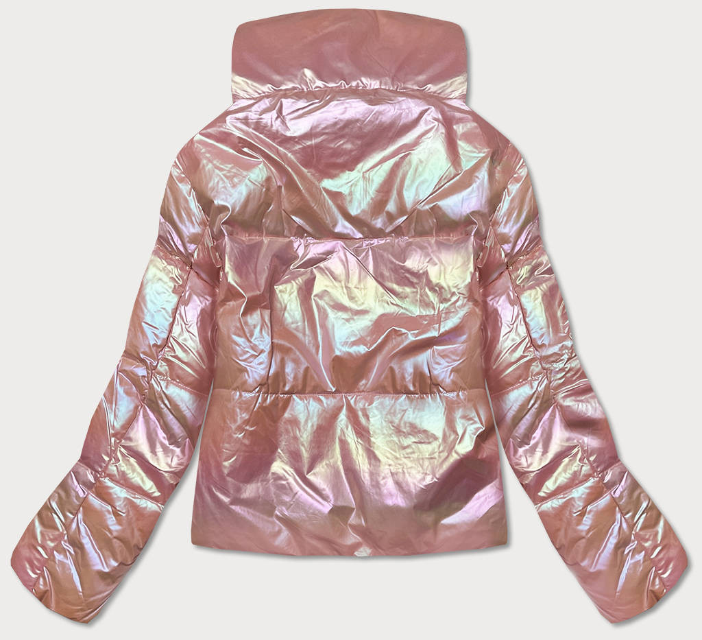 Růžová opalizující dámská bunda s taštičkou (AG3-07) růžová L (40)