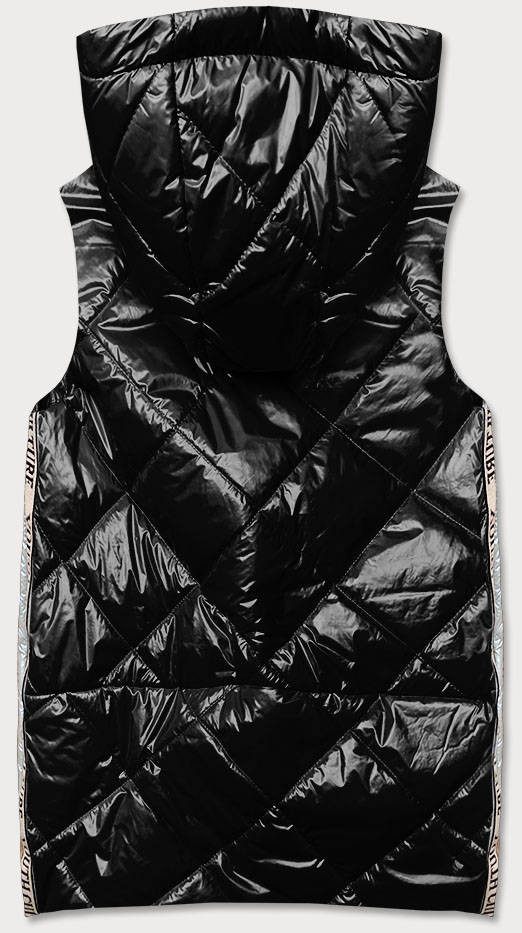 Lesklá černá dámská vesta model 17044000 - Ann Gissy Barva: odcienie czerni, Velikost: M (38)